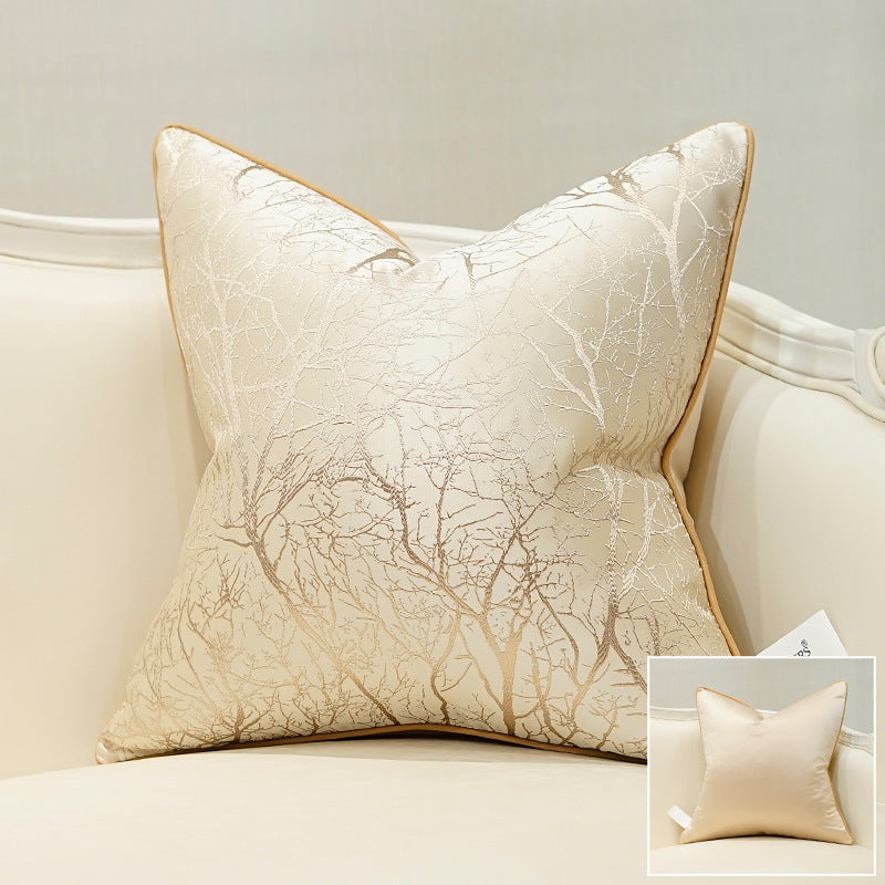 Housse de Coussin Géométrique Jacquard - Beige Élégance