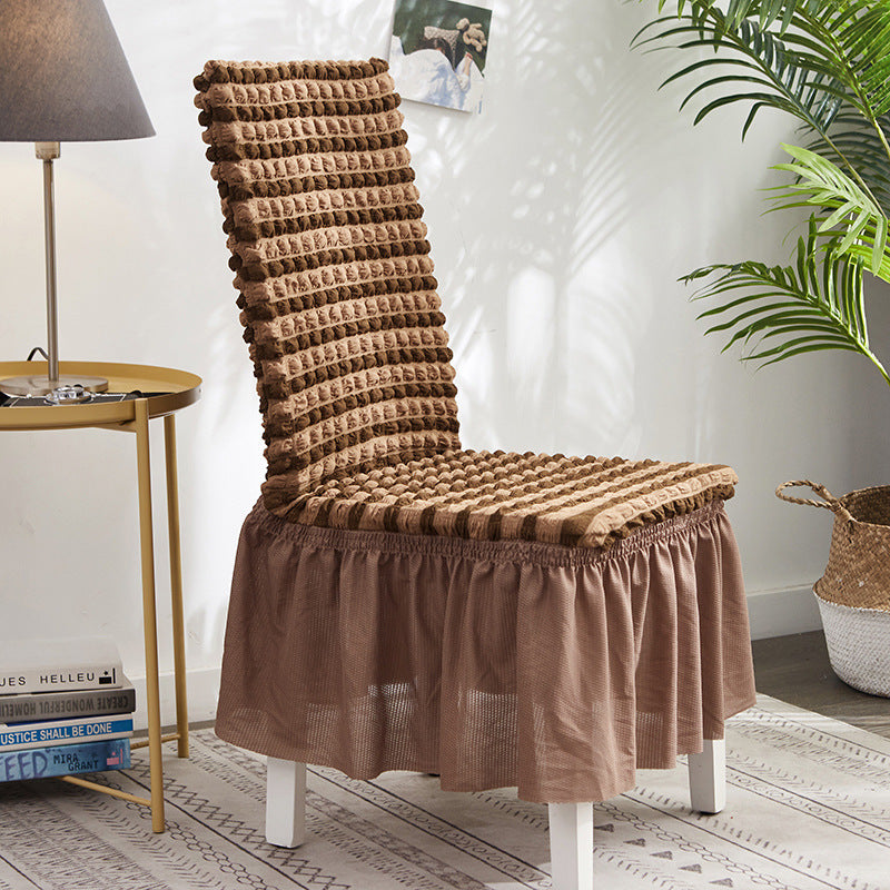 Housse de Chaise avec Jupe ChairGlam -Coffee rayée