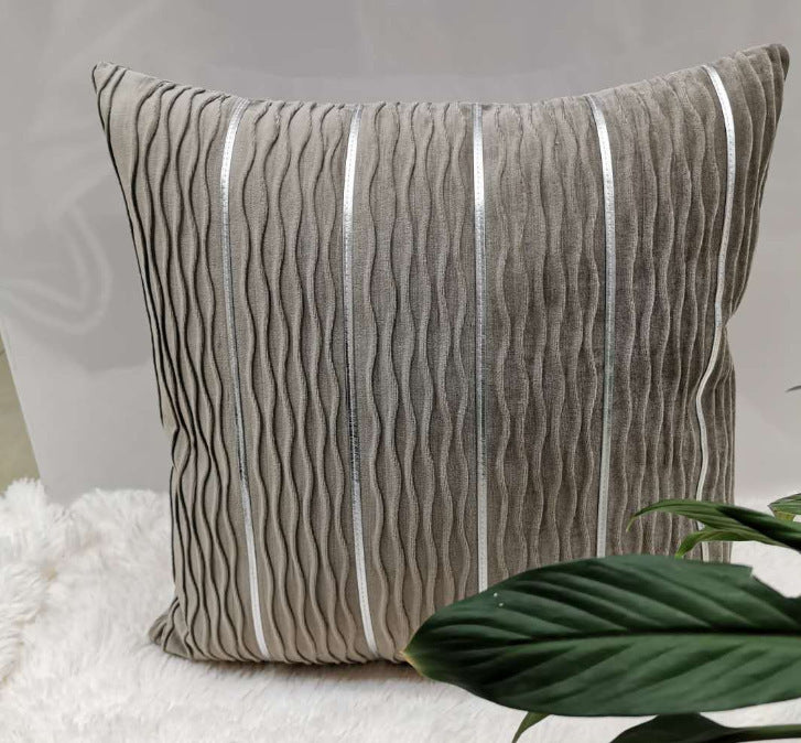 Housse de Coussin en Velours à Rayures - Luxe et Simplicité