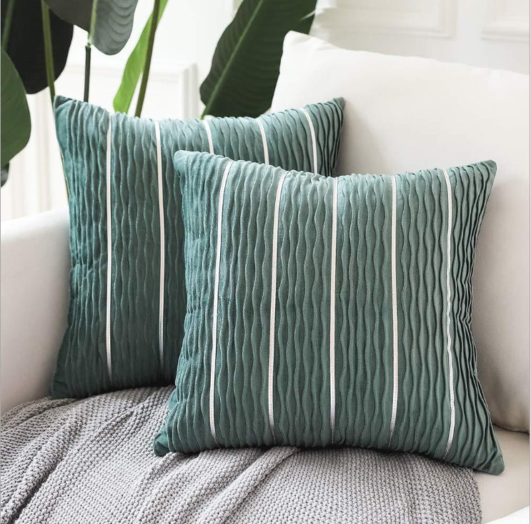 Housse de Coussin en Velours à Rayures - Luxe et Simplicité