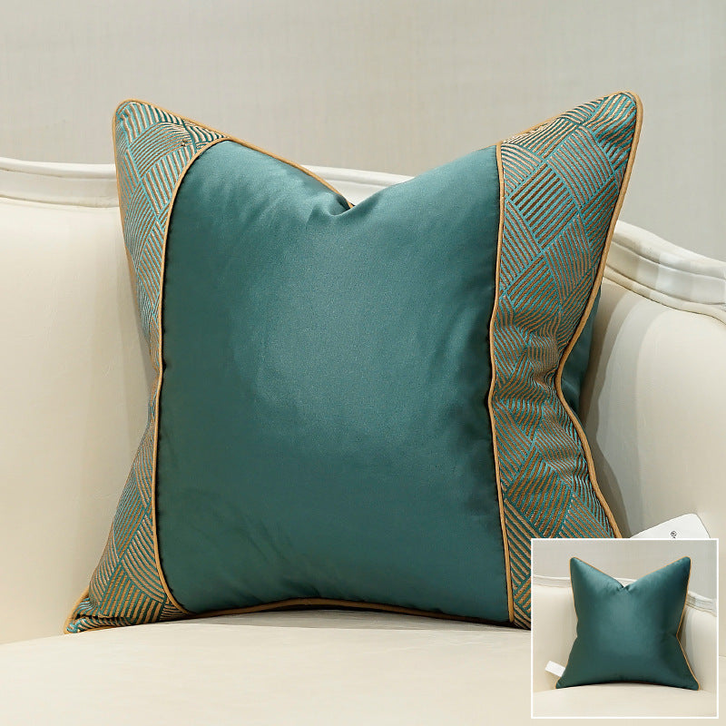 Housse de Coussin Géométrique Jacquard - Vert Dune