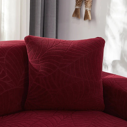 Housse de canapé imperméable motif feuille - Rouge bordeaux