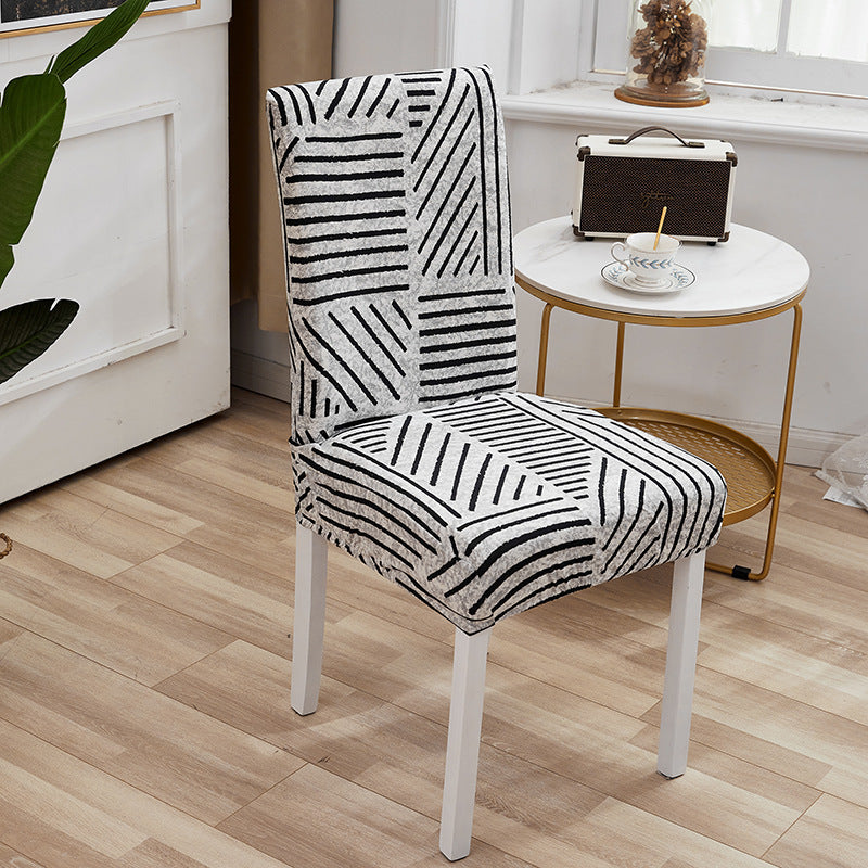 Housse de Chaise Extensible et Résistante aux Plis -Blanc Noir